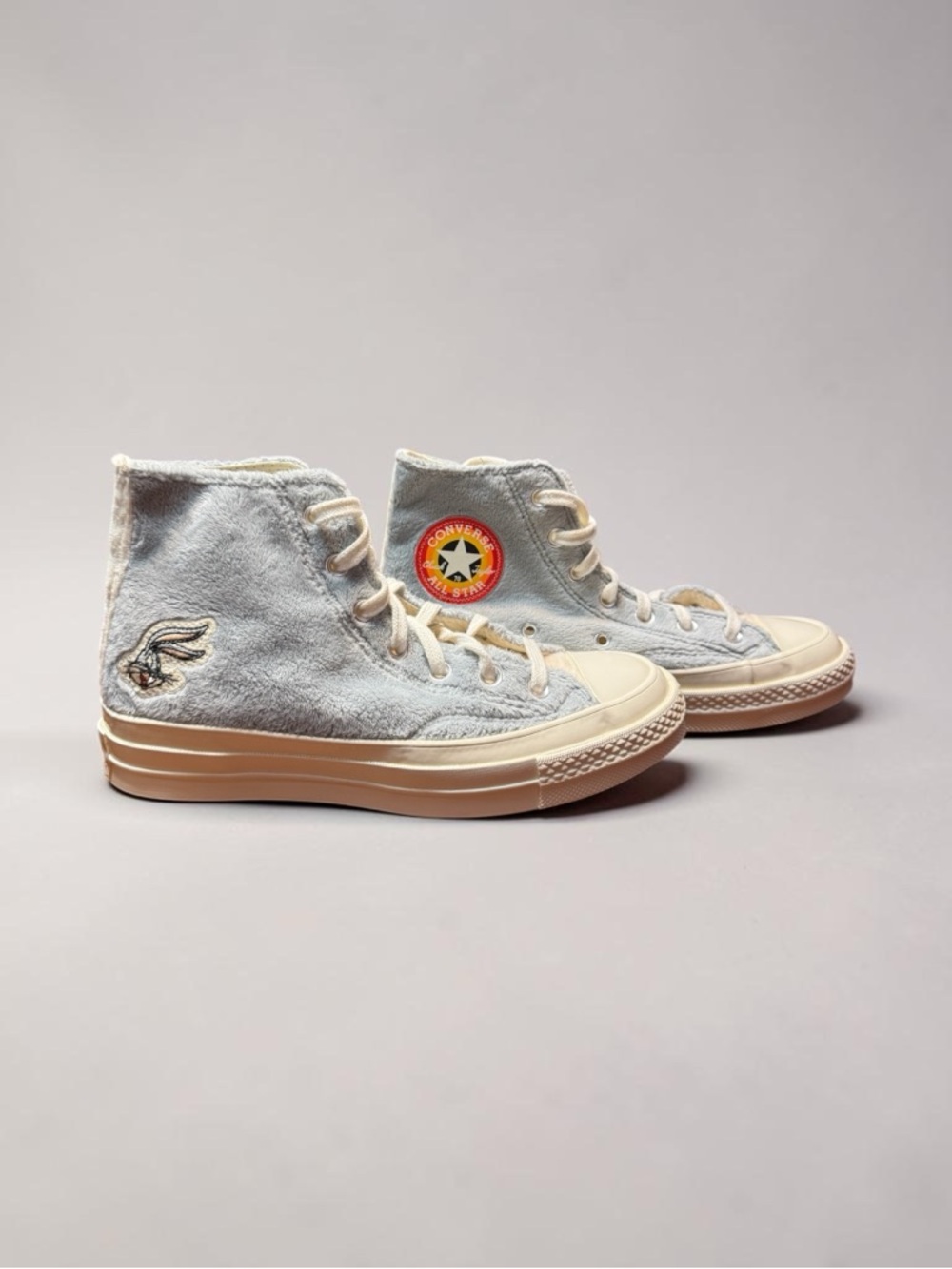 Converse High-Top Sneakers in Pale Blue with Cream Sole Bugs Bunny